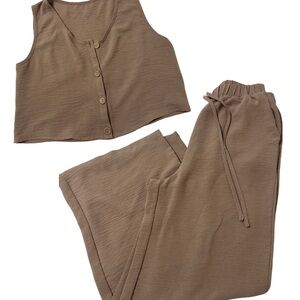SHEIN Tan Sleeveless Top and Pants Set